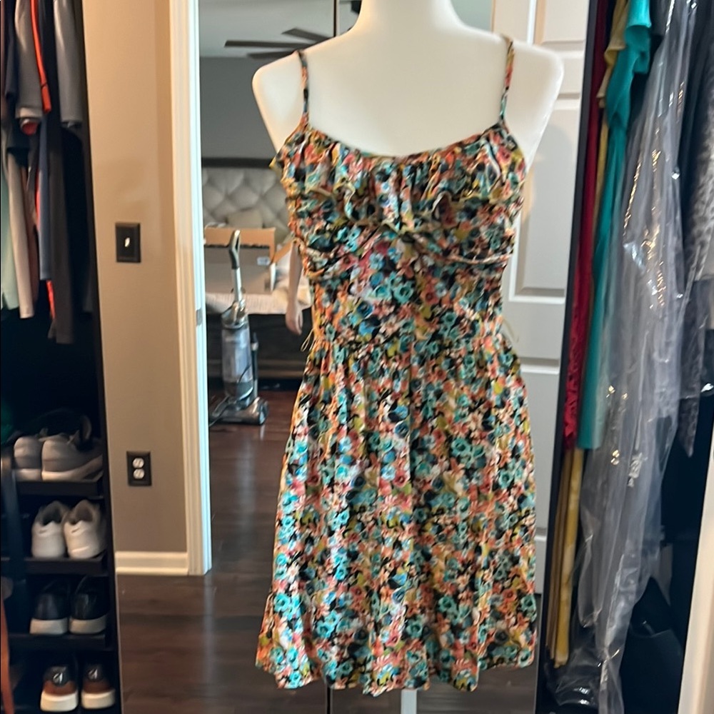 As U Wish Floral Mini Dress in Teal, Pink, Yellow